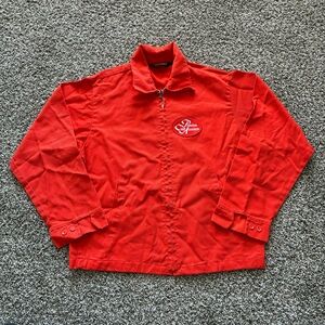 005 - VINTAGE 80s K BRAND MADE IN USA ORANGE ZIP UP JACKET